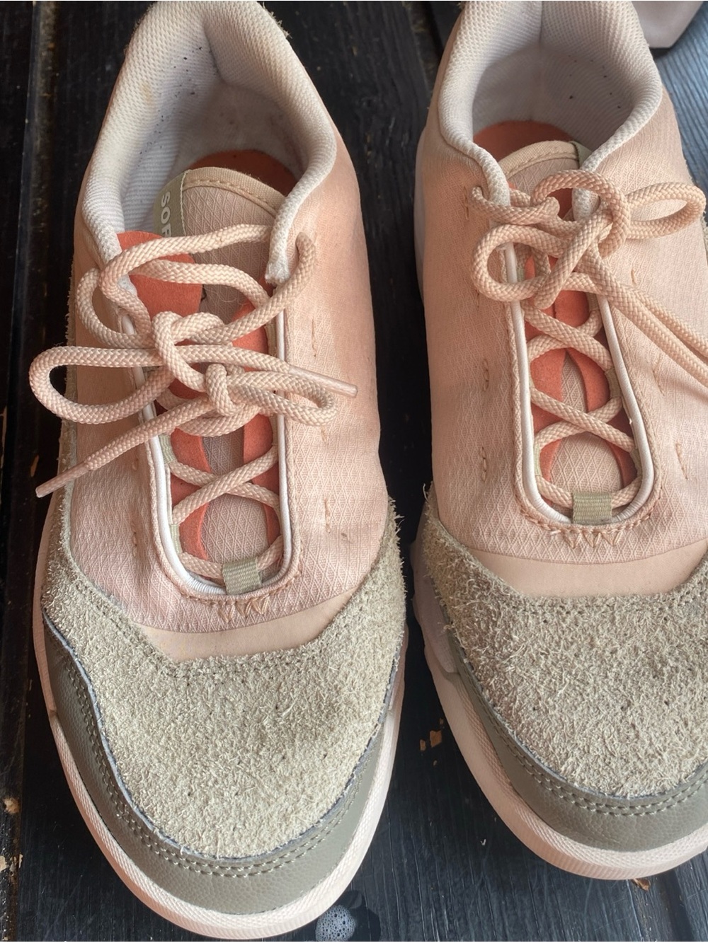 Sorel Womans Peach and Beige Athletic Sneakers